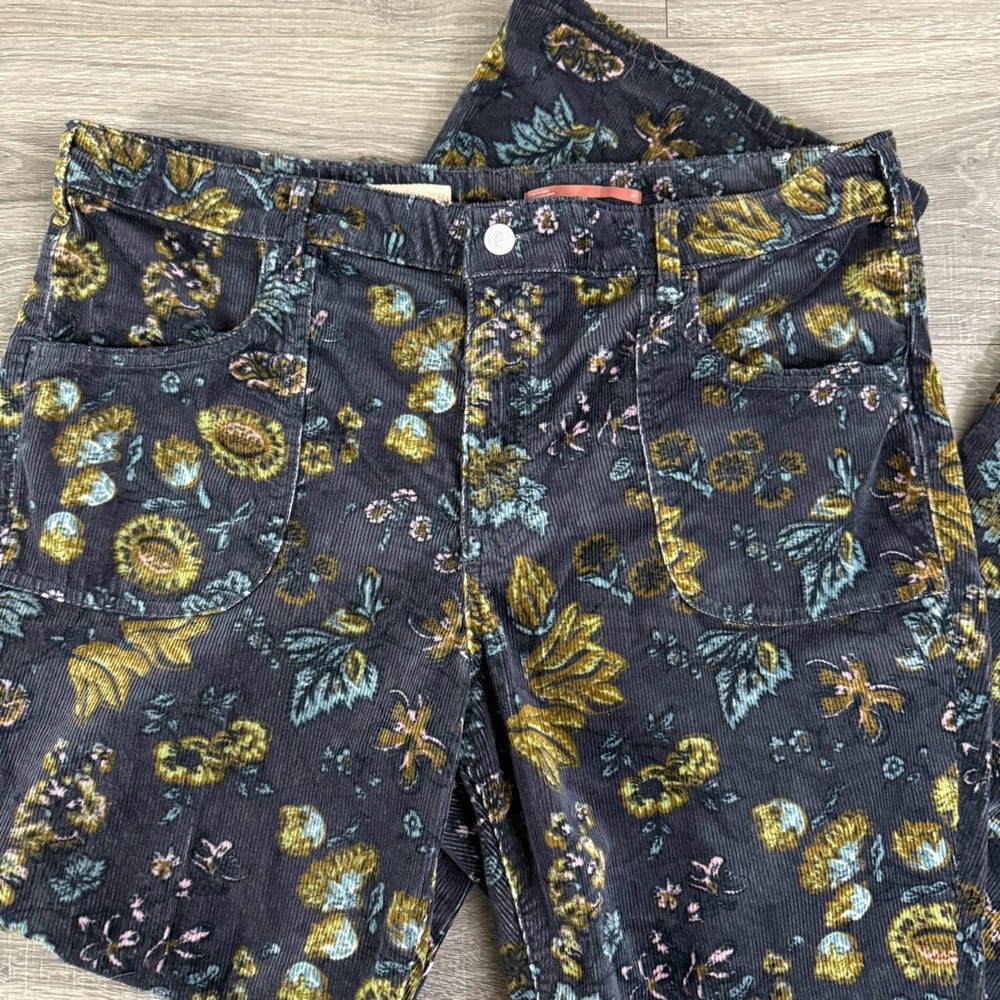 Pilcro Floral Velvet Pants - Multicolor - Picture 4 of 10